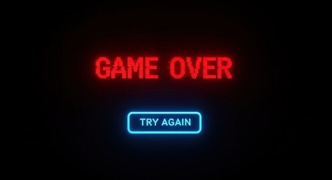 Game Over Try Again Wallpaper - Neon Retro Gaming Screen
