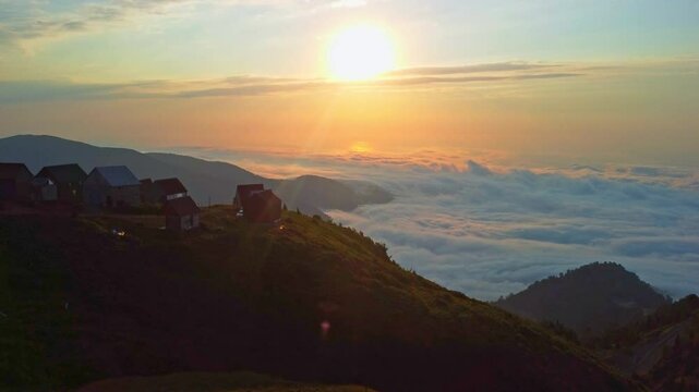 Sunset Over Gomis Mta Peaceful Mountain Village