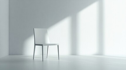 Single chair in an empty white room 