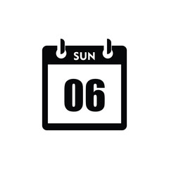 calender icon, 06 sunday icon with white background