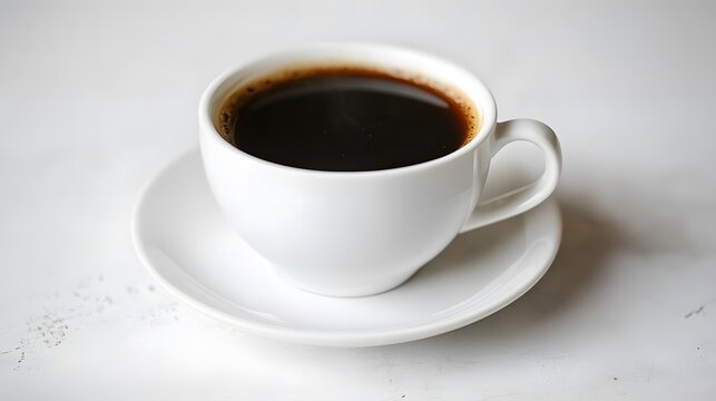 Simple pleasures, An inviting cup of black coffee in pristine white cup - Powered by Adobe