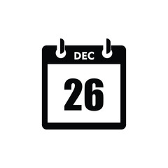 calender icon, 26 december icon with white background