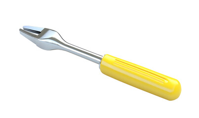 Yellow-handled pliers isolated on black background; repair, tool