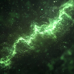 Glowing green nebula plasma cloud galactic space energy effect with cosmic dust in dark universe