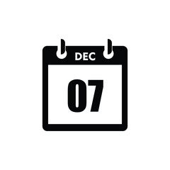 calender icon, 07 december icon with white background