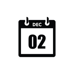 calender icon, 02 december icon with white background