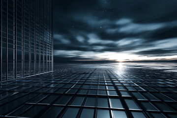 Fototapeta premium Retro Futuristic Gridded Landscape at Night