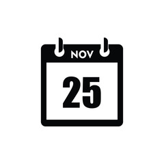 calender icon, 25 november icon with white background