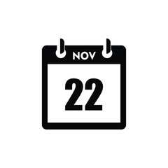 calender icon, 22 november icon with white background
