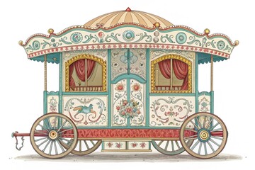 Vintage carnival carriages colorful ornate designs charming transparent background