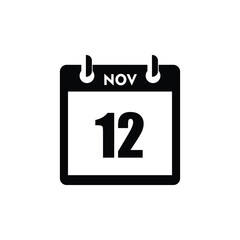 calender icon, 12 november icon with white background