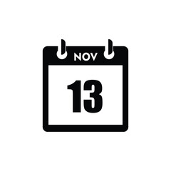 calender icon, 13 november icon with white background