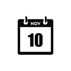 calender icon, 10 november icon with white background
