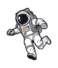 astronaut flying cartoon style
