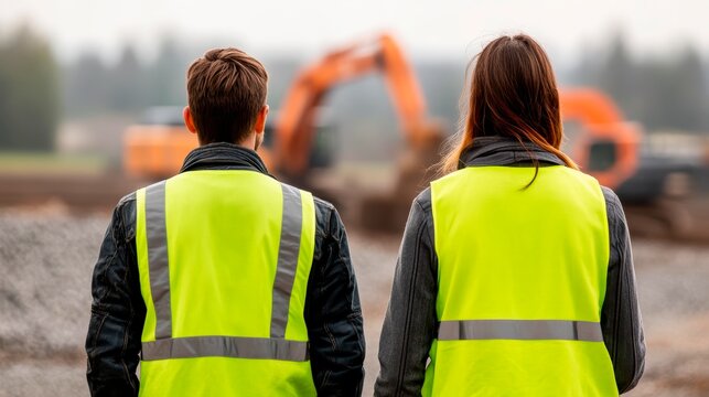 Two construction professionals observing a worksite