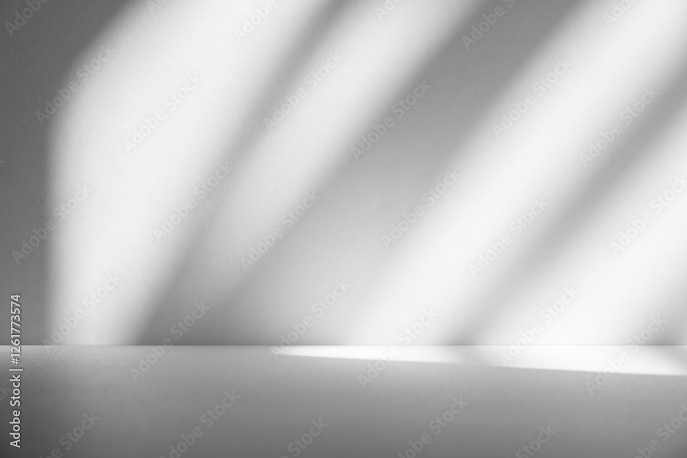 Poster Wall interior background, studio and backdrops show products.with shadow from window color white and grey. background for text insertion and presentation product	
