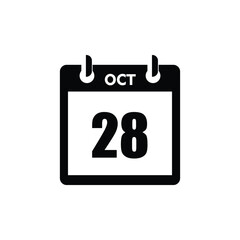 calender icon, 28 october icon with white background