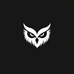 Obraz premium A stylized owl face graphic design in black and white