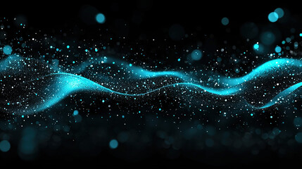 Blue digital particles wave flow, Digital cyberspace abstract background with glowing effects and tech-inspired design.
