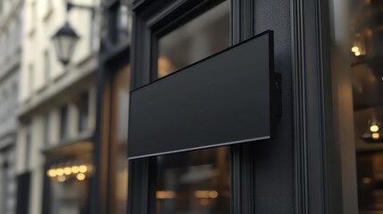 Obraz premium Sleek Black Restaurant Signboard Mockup for Modern Branding and Commercial Use