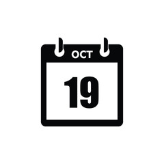 calender icon, 19 october icon with white background