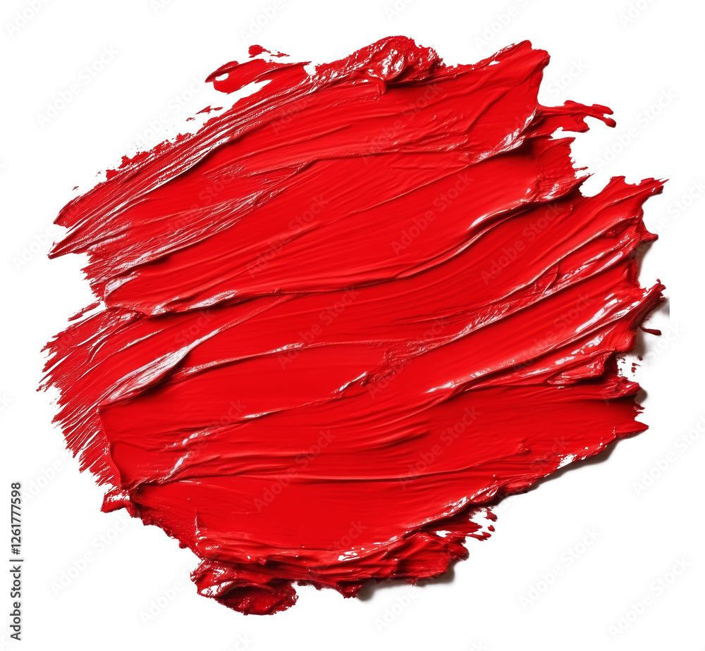 Poster abstract red paint smear on transparent background, artistic texture. creative design and art concep