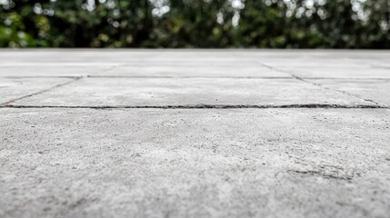 Outdoor Grey Concrete Patio Floor with Trees