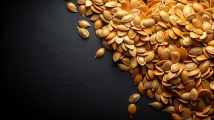 Roasted Pumpkin Seeds on Dark Background - Dark Moody Food Photography