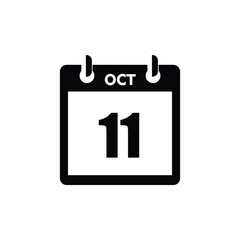 calender icon, 11 october icon with white background