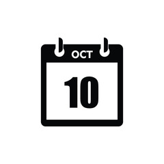 calender icon, 10 october icon with white background