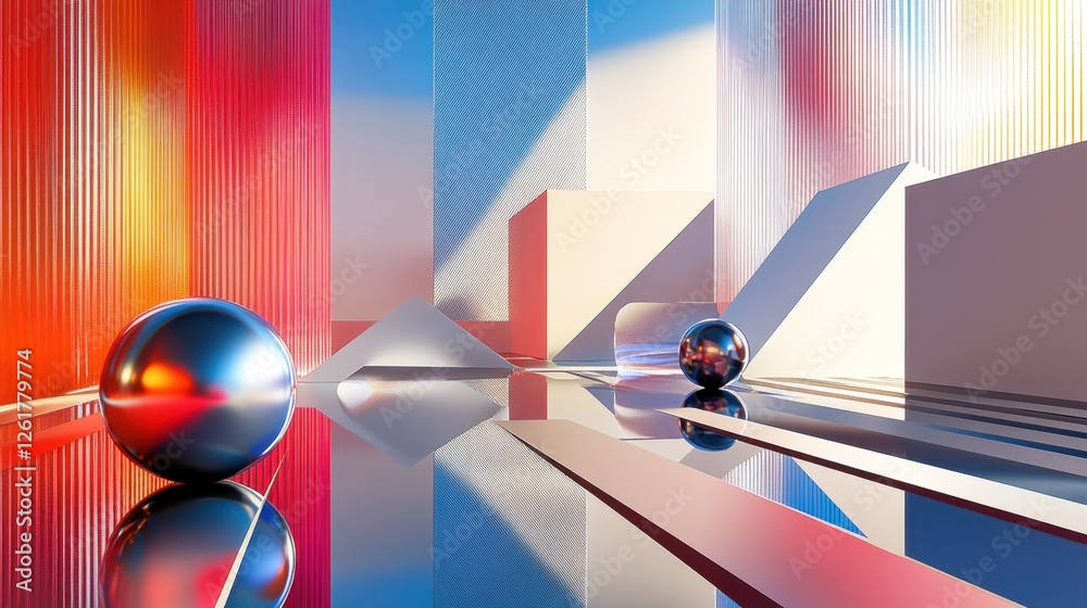 Canvas Prints futuristic abstract 3d rendered background with contemporary geometric shapes and dynamic visual ele