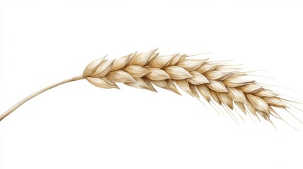 Golden Ear of Wheat - Symbol of Agriculture Harvest and Food Production on White Background