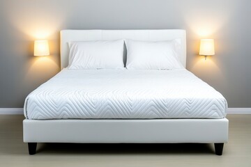White Modern Bedroom with Queen Bed and Sconces