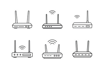 wireless router line art vector illustration