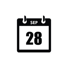 calender icon, 28 september icon with white background