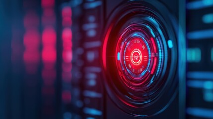 Obraz premium A glowing AIpowered security system with realtime monitoring and predictive threat analysis, symbolizing safety through technology