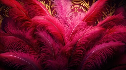 Vibrant Crimson Ostrich Feathers Close Up: A Luxurious Textured Background