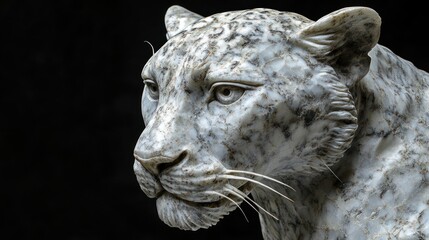 Fototapeta premium Marble sculpture of a snow leopard.