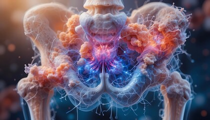 3D Medical Illustration of Advanced Bone Cancer Metastasis in Pelvis
