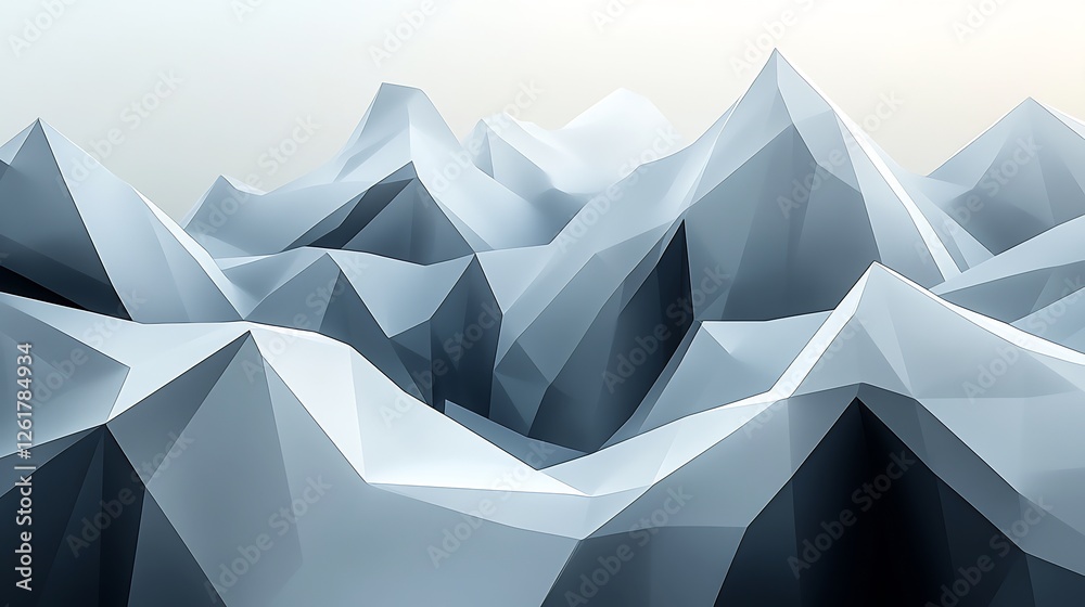 Wall mural Abstract Low Poly Mountains Soft Light. AI Generated