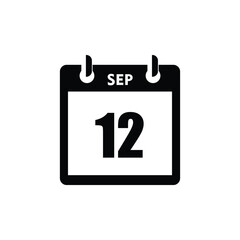 calender icon, 12 september icon with white background