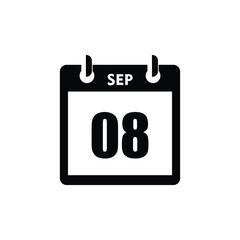 calender icon, 08 september icon with white background