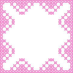 Pixel art pink flower embroidery frame
