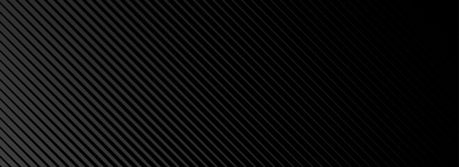 Black oblique straight line background. Elegant dark linear abstract wallpaper. Luxury striped gradient texture. Grey diagonal lines backdrop for flyer, banner, poster, presentation, cover. Vector