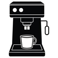 Modern Coffee Machine Vector, Automatic Coffee Maker with Cup