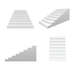 Obraz premium Realistic White Staircase Set Mockup. Vector