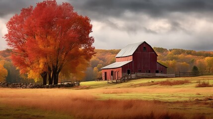 vibrant old red barn