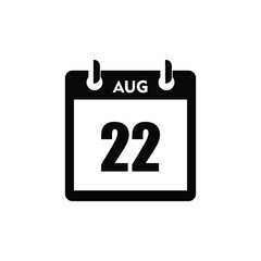 calender icon, 22 august icon with white background