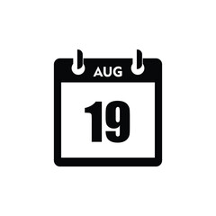 calender icon, 19 august icon with white background