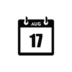 calender icon, 17 august icon with white background
